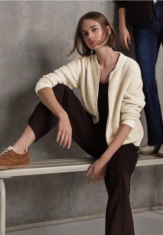 Thumbnail - Street One Studio Frauen Cosy Bouclé Cardigan in Beige, Gr: 46