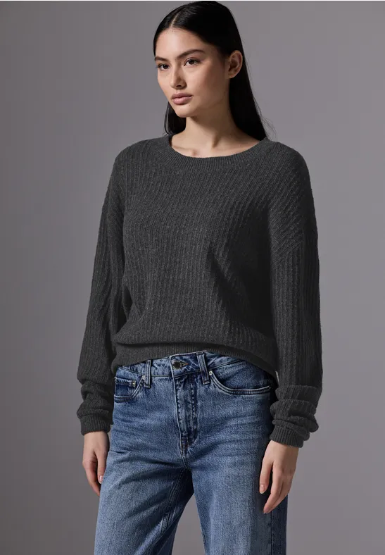 Thumbnail - Street One Studio Frauen Pullover mit Struktur in Grau, Gr: 46