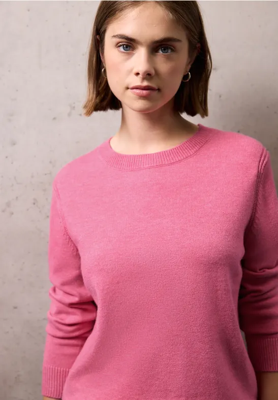 Thumbnail - Street One Studio Frauen Softer Pullover mit Details in Pink, Gr: 38