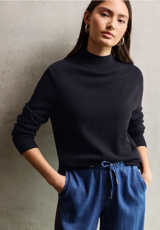 Thumbnail - Street One Studio Frauen Turtleneck Pullover in Blau, Gr: 40