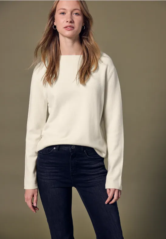 Thumbnail - Street One Studio Frauen Softer Rundhals Pullover in Beige, Gr: 38