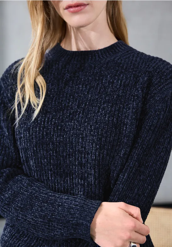 Thumbnail - Street One Studio Frauen Chenille Pullover in Blau, Gr: 38