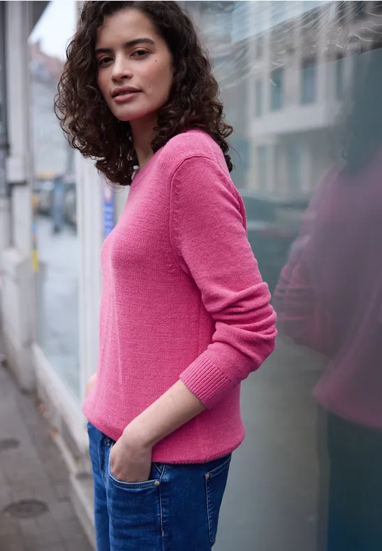 Thumbnail - Street One Studio Frauen Pullover in Unifarbe in Pink, Gr: 42