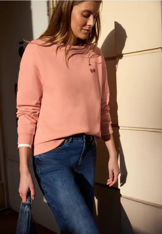 Thumbnail - Street One Studio Frauen Langarm Sweatshirt mit Backprint in Orange, Gr: 36