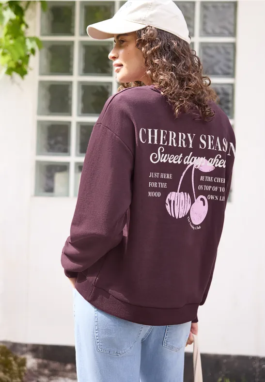 Street One Langarm Sweatshirt mit Backprint female Lila