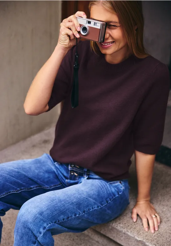 Kurzarm Pullover mit Rundhals
