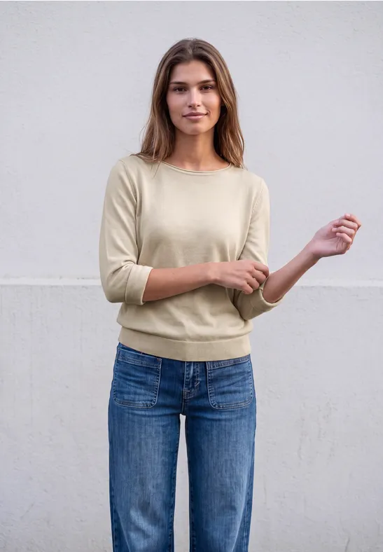 Pullover met plooien aan de mouw