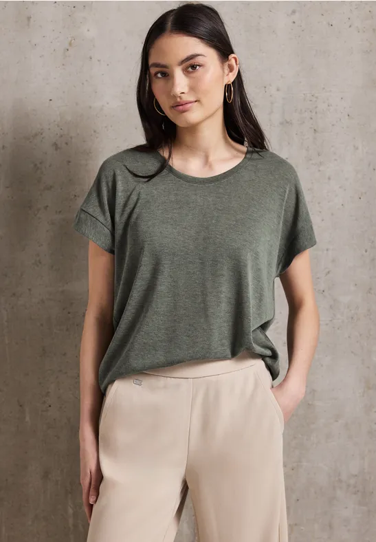 Thumbnail - Street One Studio Frauen Leinen-Look Shirt in Grün, Gr: 38