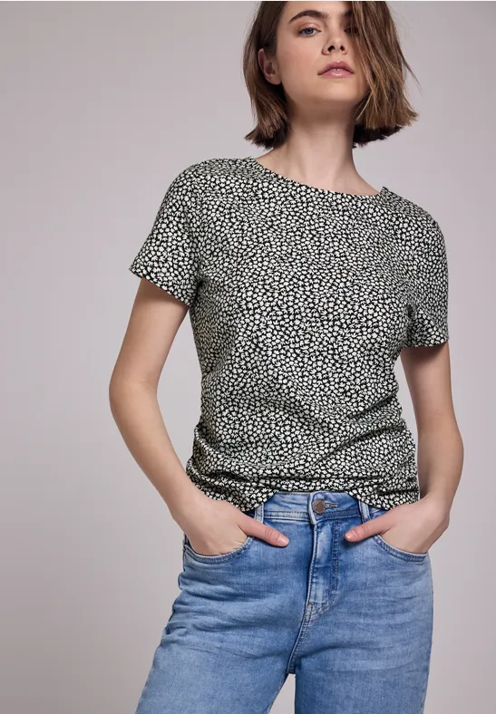 Street One Studio Frauen Shirt mit Rückenausschnitt in Grün, Gr: 38