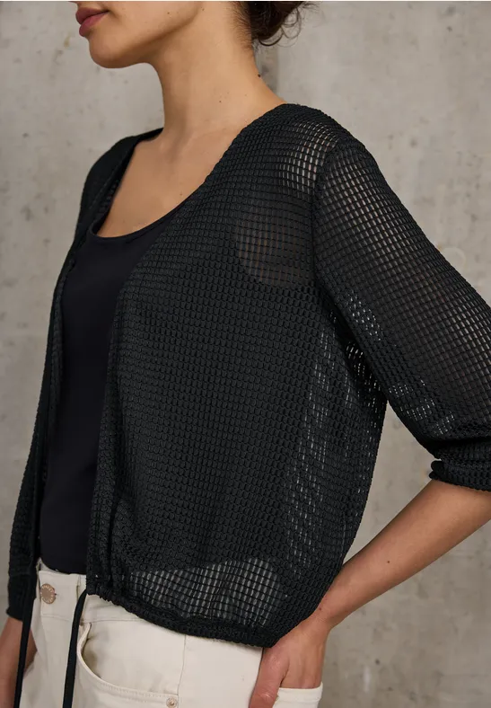 Thumbnail - Street One Studio Frauen Offene Mesh-Jacke in Schwarz, Gr: 36