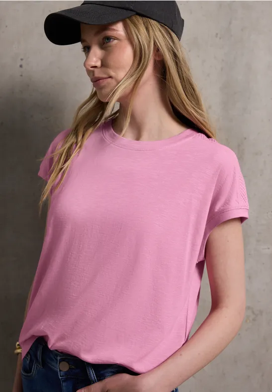 Street One Studio Frauen T-Shirt mit Schulterdetail in Pink, Gr: 42