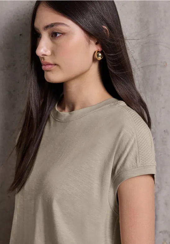 Thumbnail - Street One Studio Frauen T-Shirt mit Schulterdetail in Beige, Gr: 34