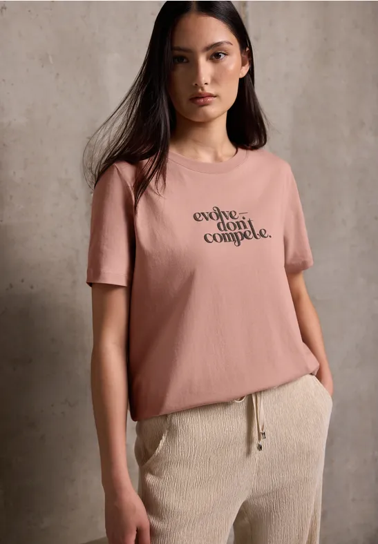 Thumbnail - Street One Studio Frauen Basic T-Shirt mit Print in Rosa, Gr: 34