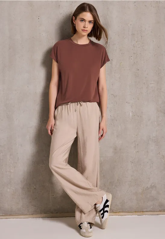 Thumbnail - Street One Studio Frauen Basic Silk-Look Shirt in Braun, Gr: 46