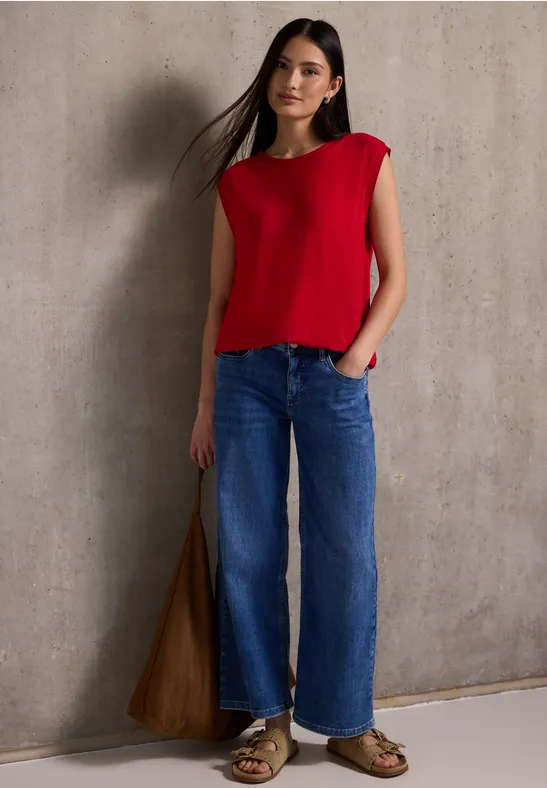 Thumbnail - Street One Studio Frauen Leinen-Look Shirt mit Tape in Rot, Gr: 36