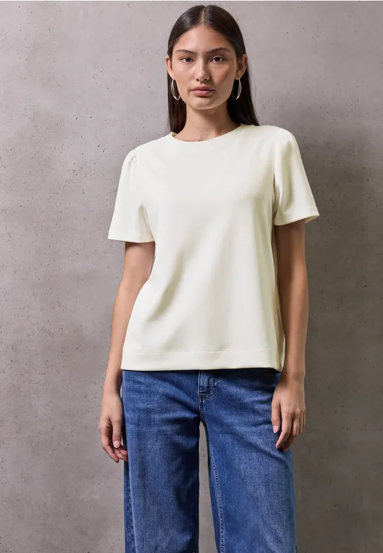 Thumbnail - Street One Studio Frauen T-Shirt mit Puffärmeln in Weiß, Gr: 44