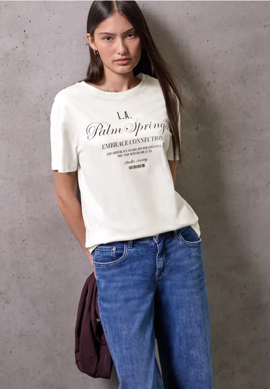 Thumbnail - Street One Studio Frauen T-Shirt mit Wording in Weiß, Gr: 40