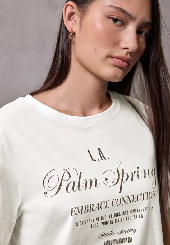 Thumbnail - Street One Studio Frauen T-Shirt mit Wording in Weiß, Gr: 36