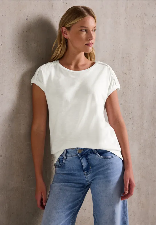 Thumbnail - Street One Studio Frauen Shirt mit Schulterdetail in Weiß, Gr: 36