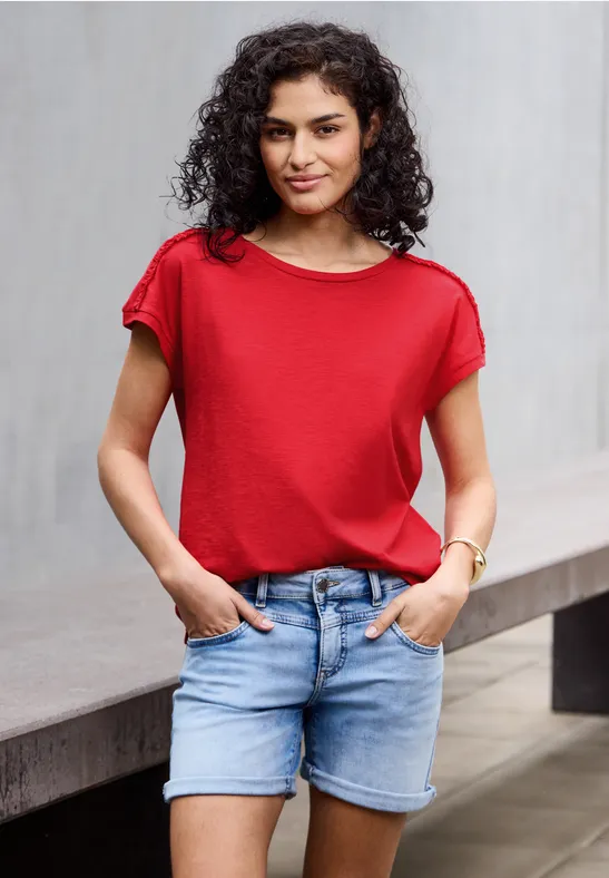 Thumbnail - Street One Studio Frauen Shirt mit Schulterdetail in Rot, Gr: 34