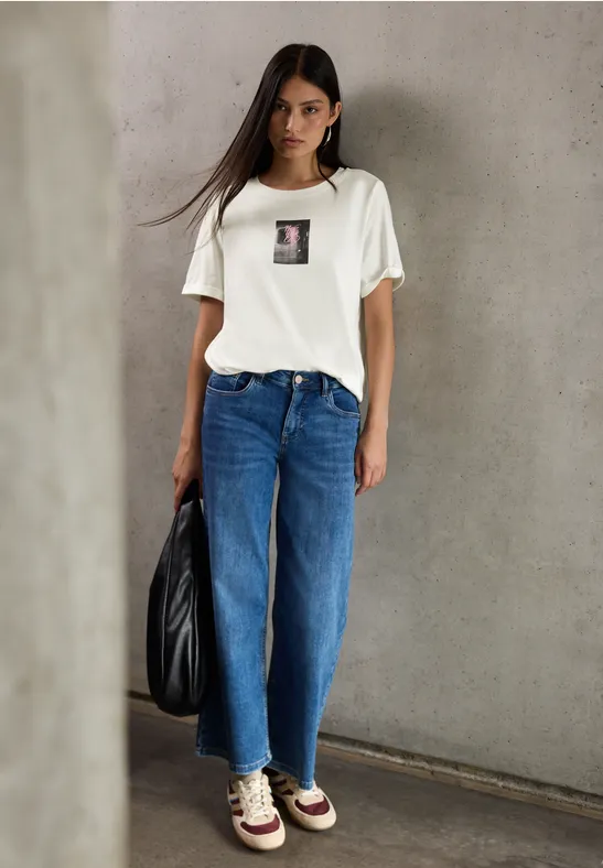 Street One Studio Frauen T-Shirt mit Fotoprint in Weiß, Gr: 34