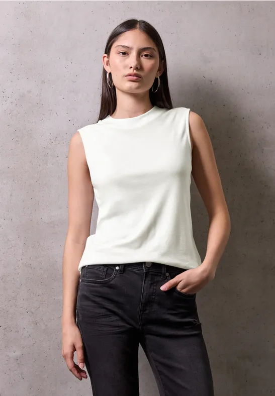 Thumbnail - Street One Studio Frauen Top mit Turtleneck in Weiß, Gr: 46
