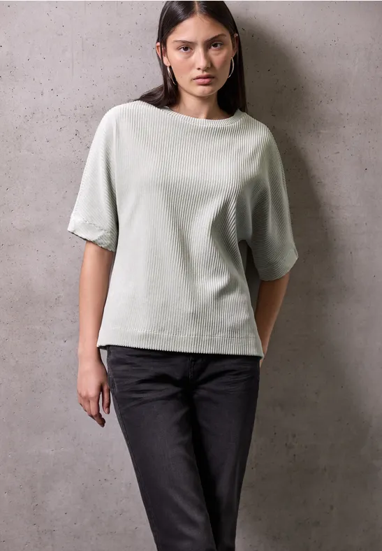 Street One Studio Frauen Cord T-Shirt in Grau, Gr: 40