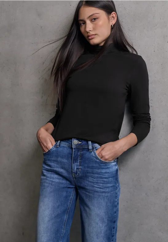 Thumbnail - Street One Studio Frauen Turtleneck Shirt in Schwarz, Gr: 42