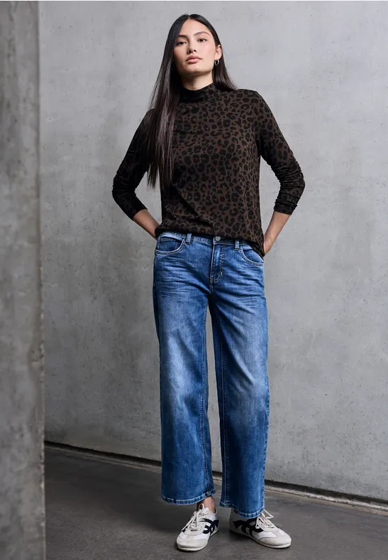 Thumbnail - Street One Studio Frauen Jerseyshirt mit Leo-Muster in Braun, Gr: 34