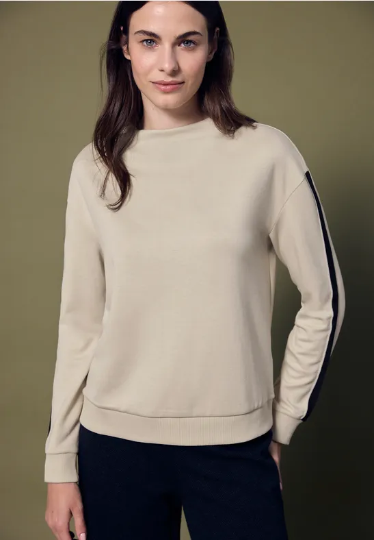 Thumbnail - Street One Studio Frauen Shirt mit Akzentstreifen in Beige, Gr: 44