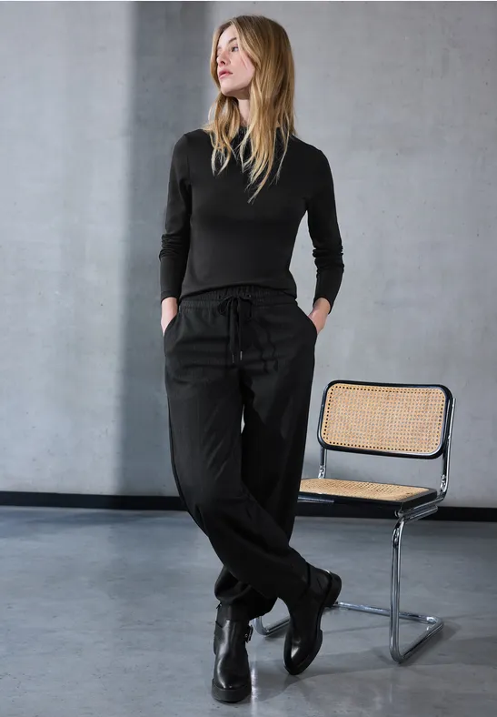 Thumbnail - Street One Studio Frauen Basic Turtleneck Shirt in Schwarz, Gr: 36