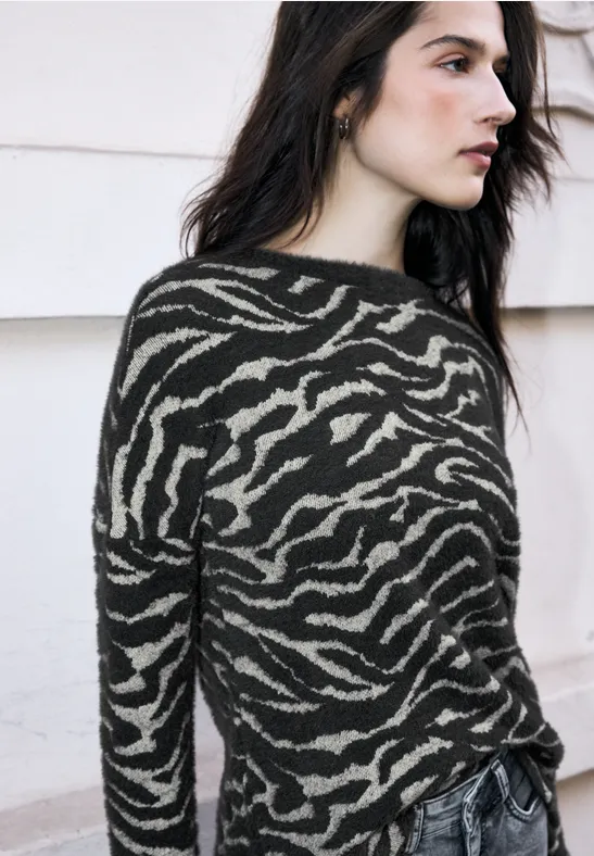 Thumbnail - Street One Studio Frauen Gemustertes Shirt in Grau, Gr: 42