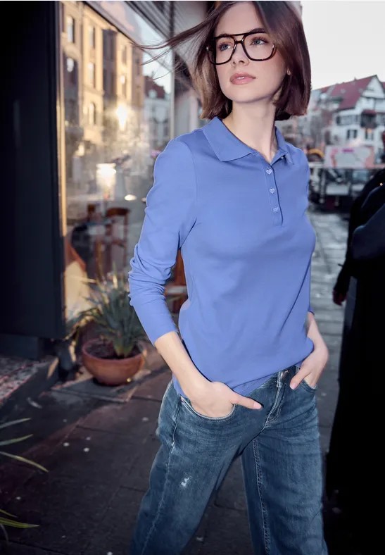Street One Studio Frauen Poloshirt in Blau, Gr: 40