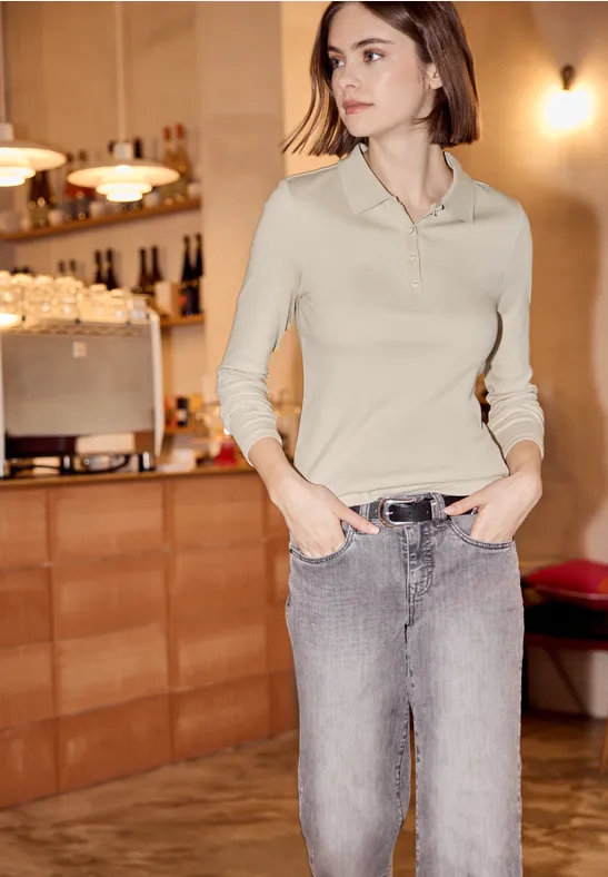 Street One Studio Frauen Poloshirt in Beige, Gr: 34