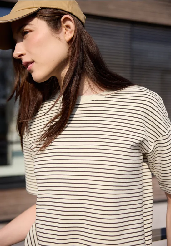 Thumbnail - Street One Fein gestreiftes Scuba T-Shirt