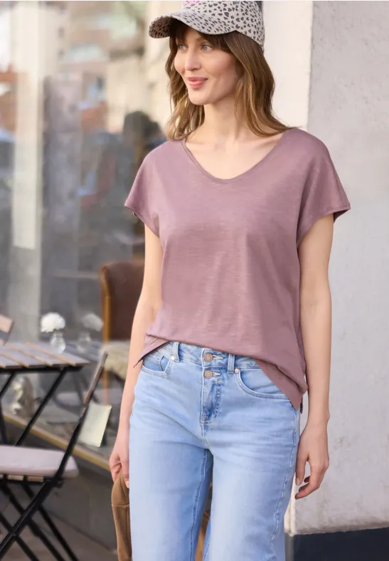 Street One Studio Frauen Dropped Shoulder Shirt aus Jersey in Rosa, Gr: 34