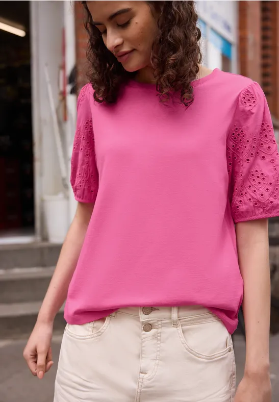 T-Shirt mit Embroidery Ärmeln