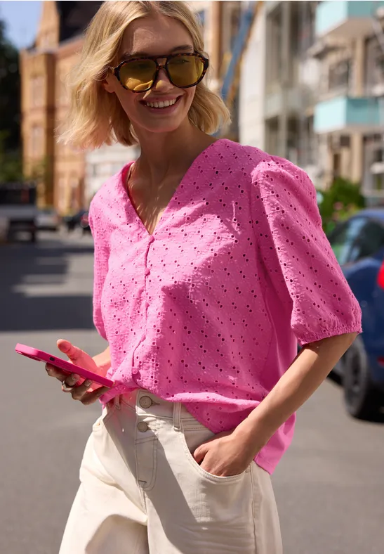 Shirtbluse mit Embroidery-Front