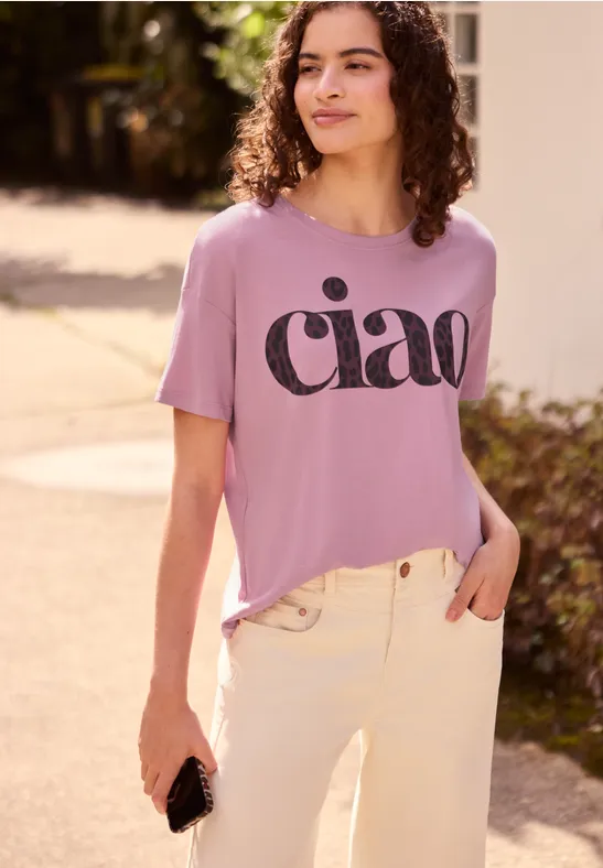 T-Shirt mit Rundhals und Wording