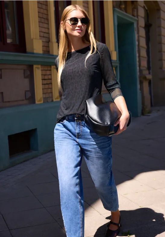 Langarm Shirt aus Mesh mit Print