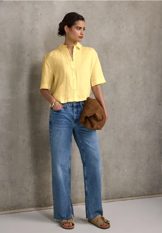 Thumbnail - Street One Studio Frauen Leinen-Hemdbluse in Gelb, Gr: 44
