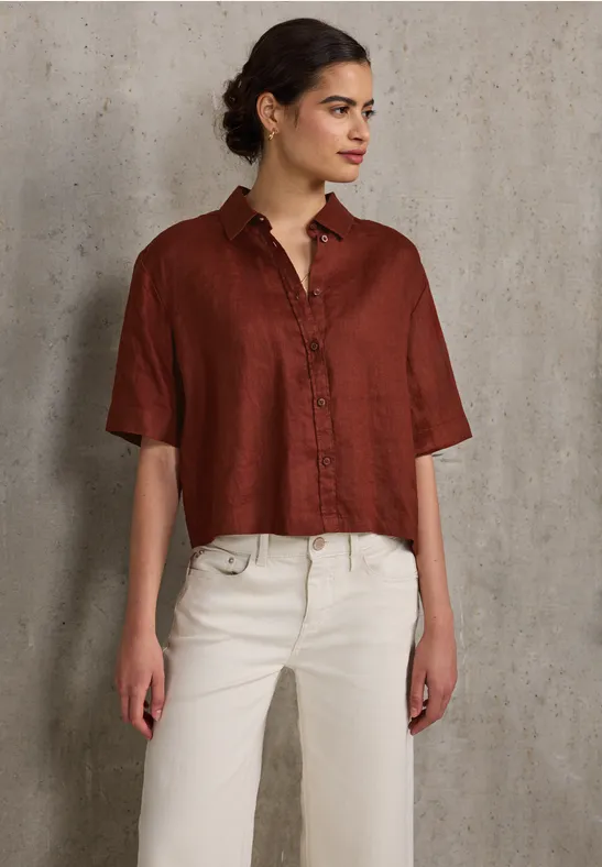 Thumbnail - Street One Studio Frauen Leinen-Hemdbluse in Braun, Gr: 42