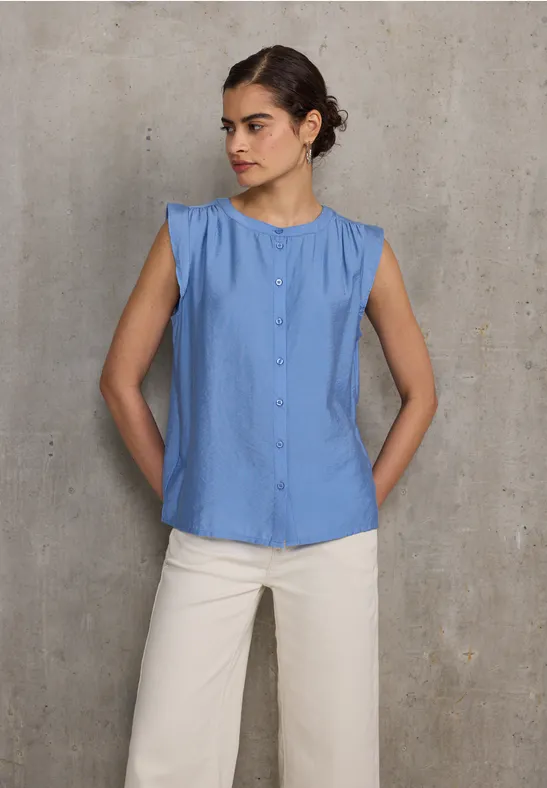 Thumbnail - Street One Studio Frauen Blusentop mit Rüschen in Blau, Gr: 42