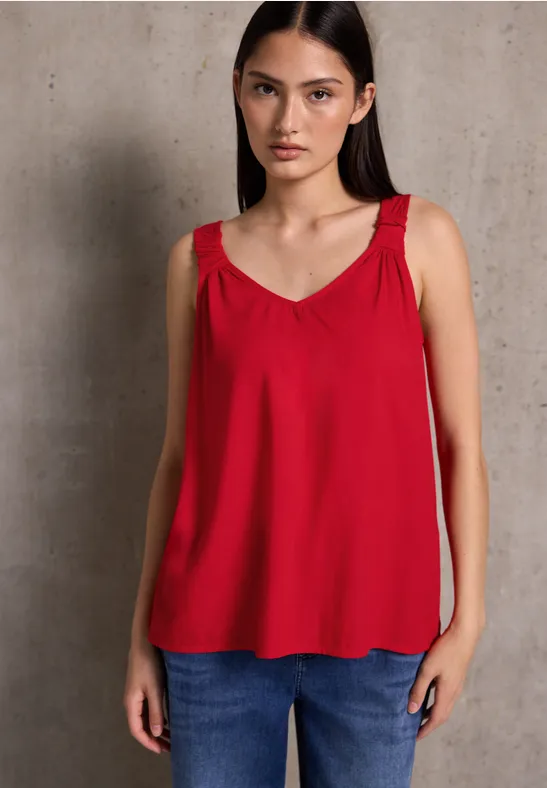 Street One Studio Frauen Blusentop mit Knotendetail in Rot, Gr: 46