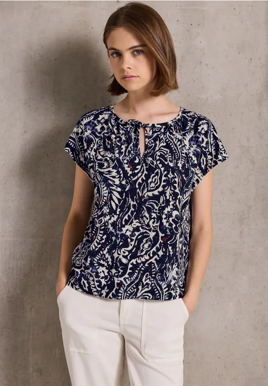 Thumbnail - Gemusterte Bluse mit Raffung