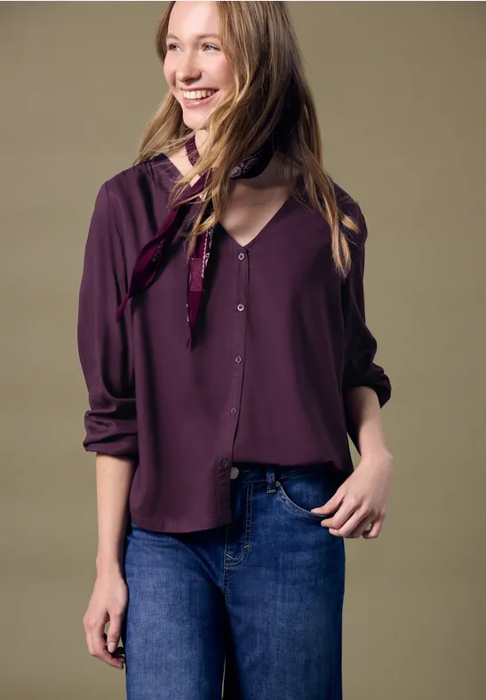Thumbnail - V-Neck Bluse mit Knöpfen