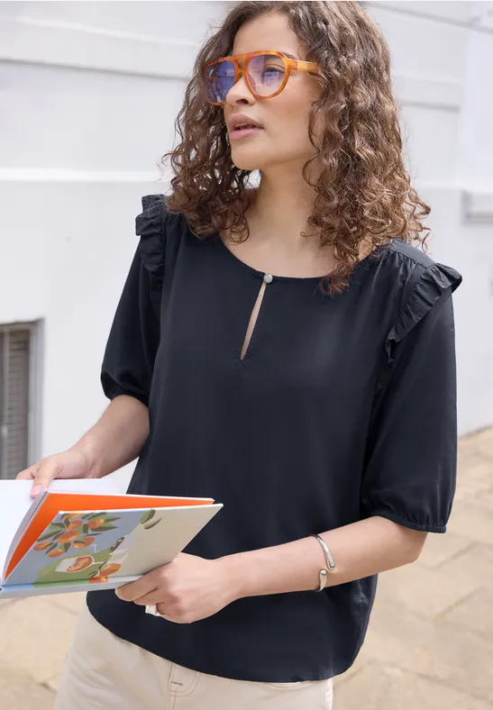 Street One Studio Blouse met korte mouwen en volantdetails