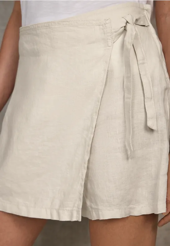 Thumbnail - Street One Studio Frauen Leinen-Skort im Wickel-Look in Beige, Gr: 36