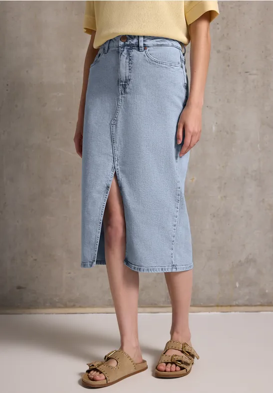 Thumbnail - Street One Studio Frauen Jeansrock im Bleached-Look in Blau, Gr: 46