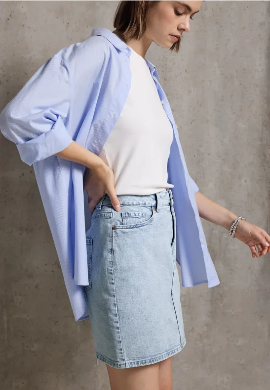 Thumbnail - Street One Studio Frauen Jeansrock im Bleached-Look in Blau, Gr: 34